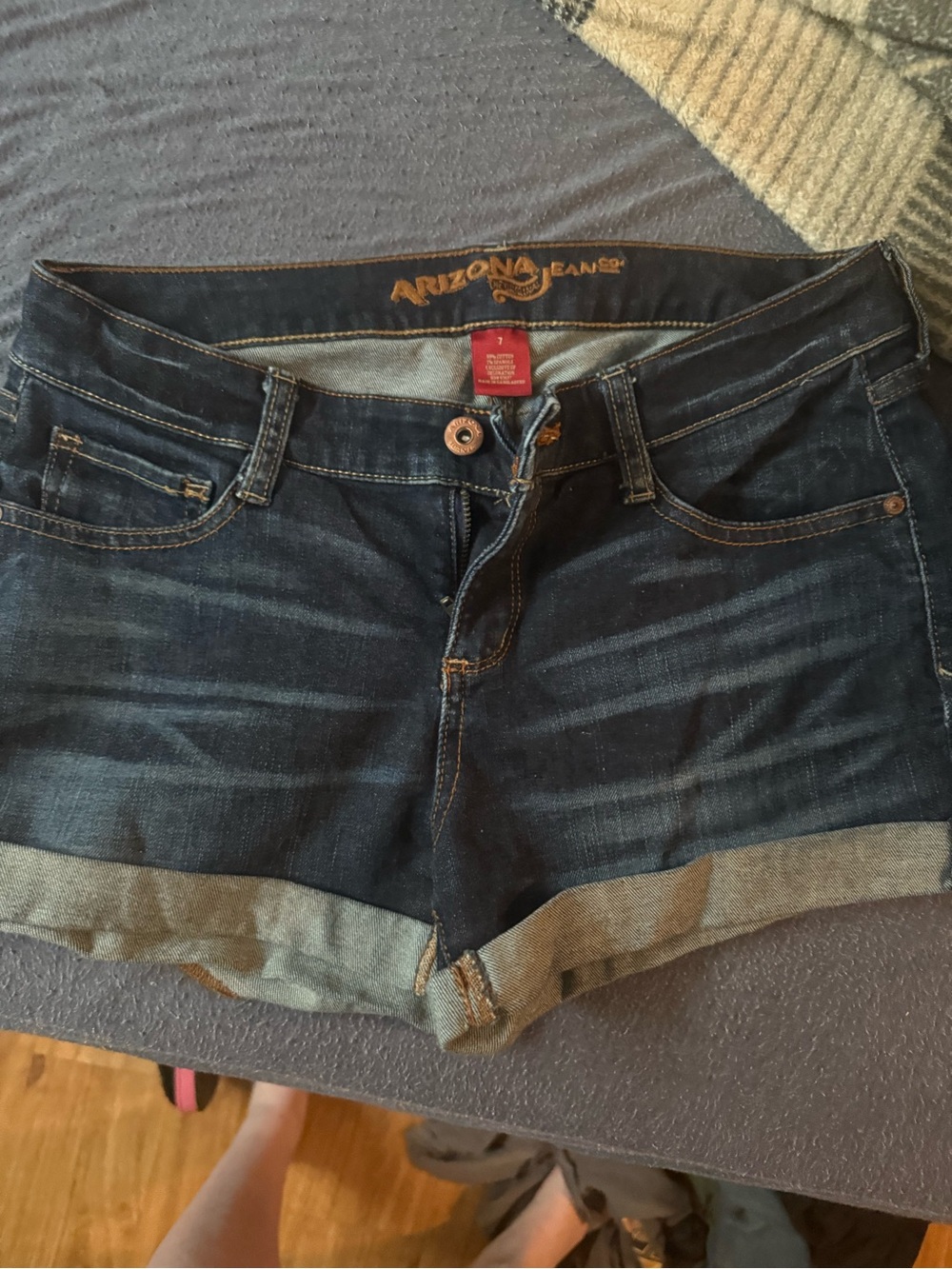 Arizona Jean Company Dark Blue Rolled Cuff Denim Shorts